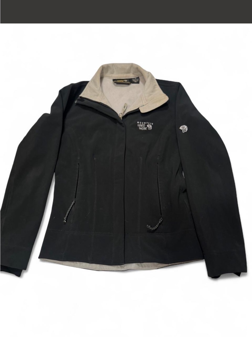 Mountain Hardwear Women’s Black Callisto Softshell Jacket with Cream Collar